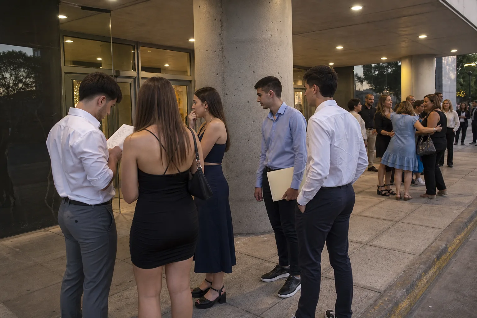 Egresados se reúnen en un punto acordado al terminar el acto académico