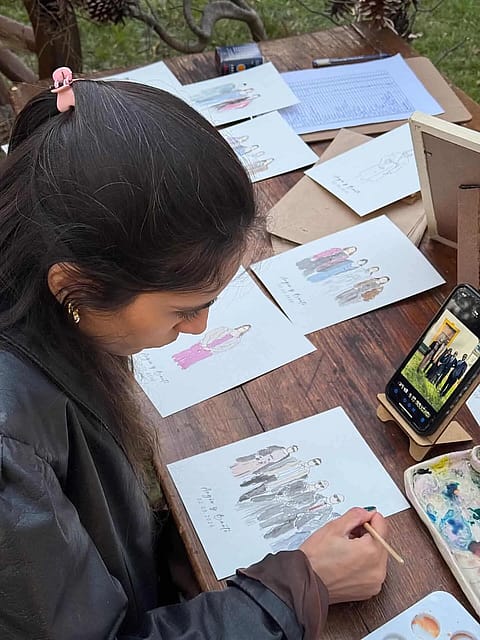 Arte en vivo - Live Art en acuarela para Invitados