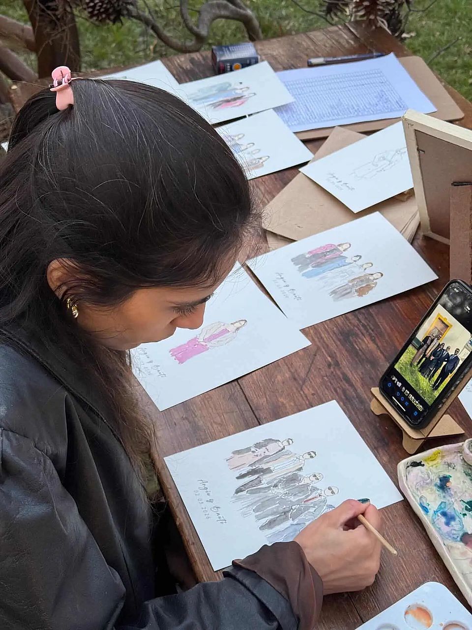 Arte en vivo - Live Art en acuarela para Invitados