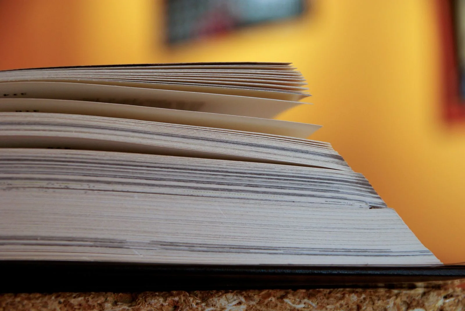 Bordes de las páginas de un libro abierto en primer plano