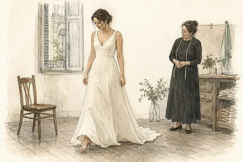 Última prueba del vestido de novia: cuando sale del espejo